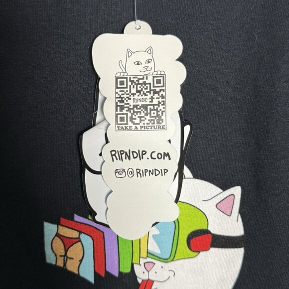 RIPNDIP Lord Nermal Long Sleeve Tee black Men's size medium Cat Graphic Shirt - Picture 9 of 12